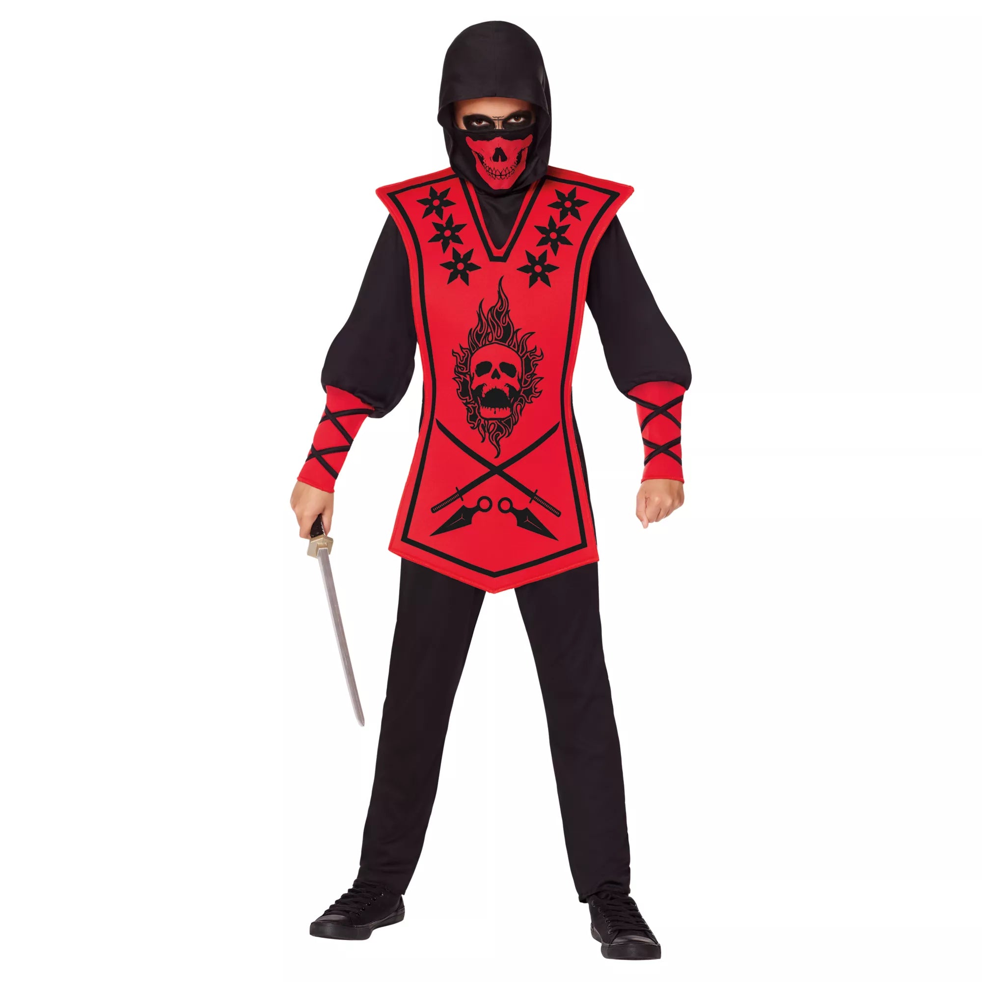Disfraz de ninja calavera rojo para niño - imagen 1