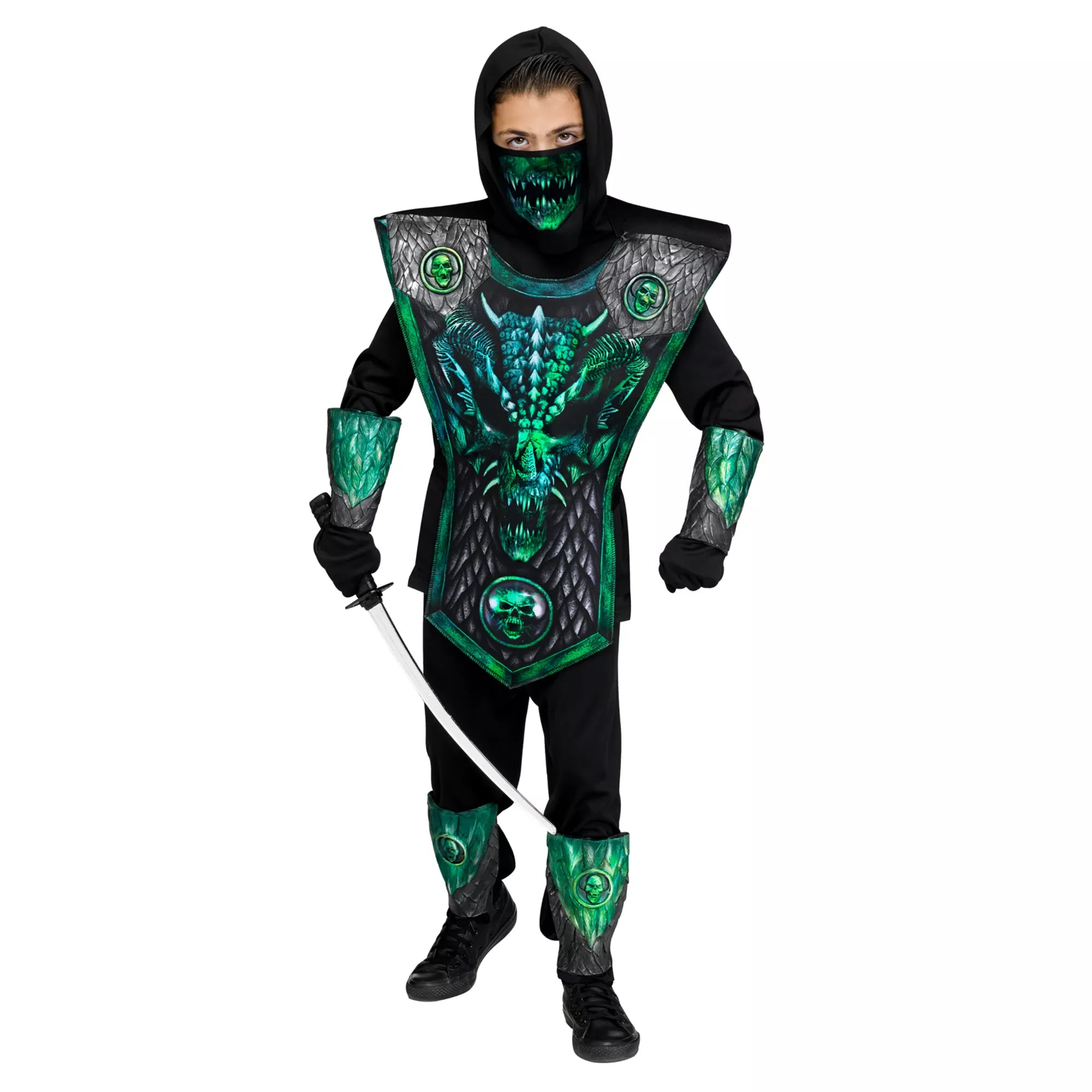 Disfraz deluxe de ninja dragón verde para niño - imagen 1