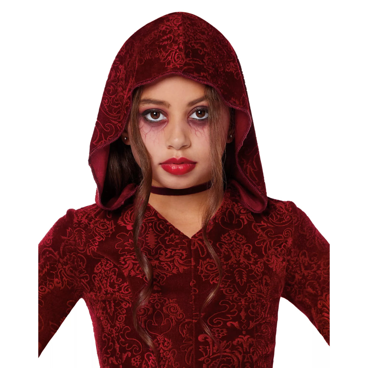 Vestido rojo con capucha para niña - imagen 3
