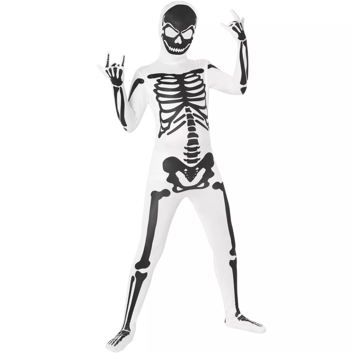 Disfraz de segunda piel de esqueleto blanco y negro para niño - imagen 1