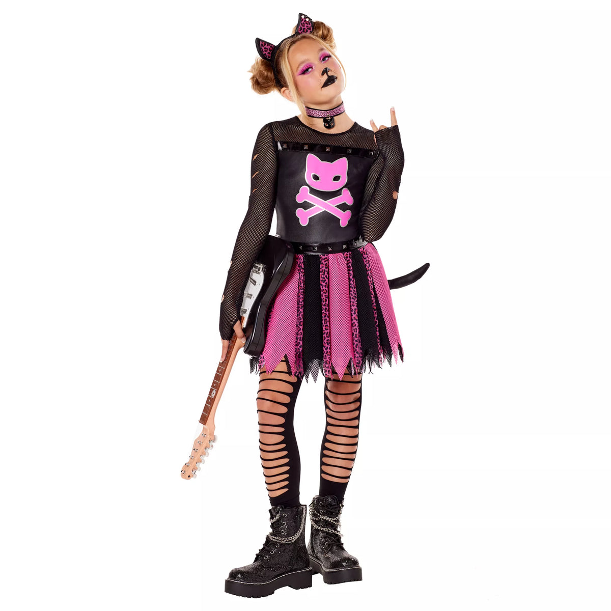 Disfraz de gatita punk para niña - imagen 1