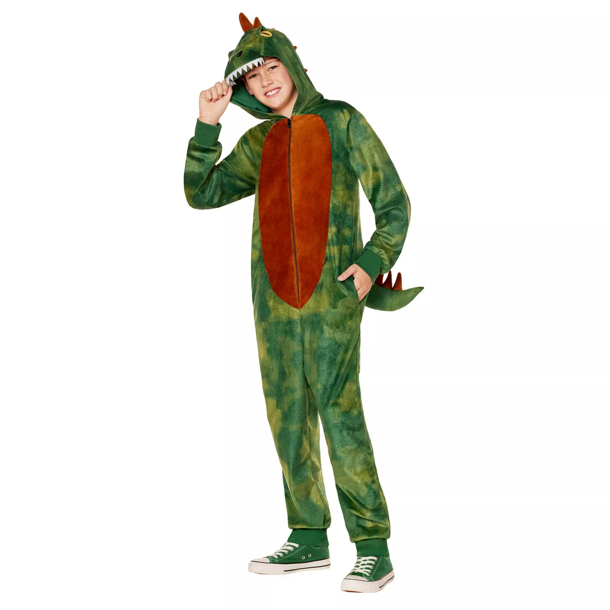 Disfraz con enterizo de dinosaurio para niña - imagen 1