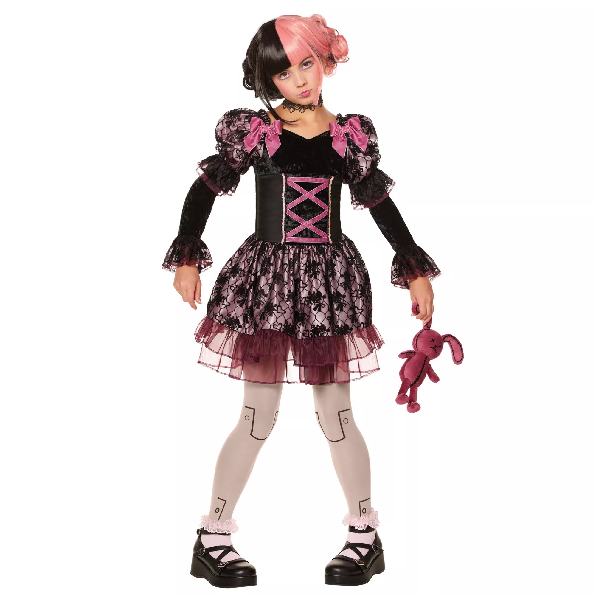 Disfraz con vestido de muñeca rosa oscura para niña - imagen 1