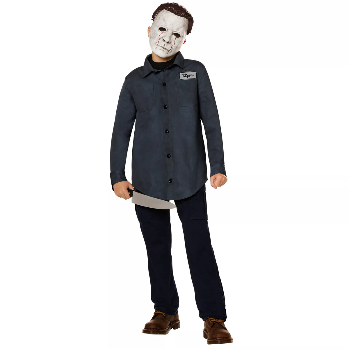 Kit de disfraz de Michael Myers con camisa de trabajo y máscara para niño – Halloween - imagen 1