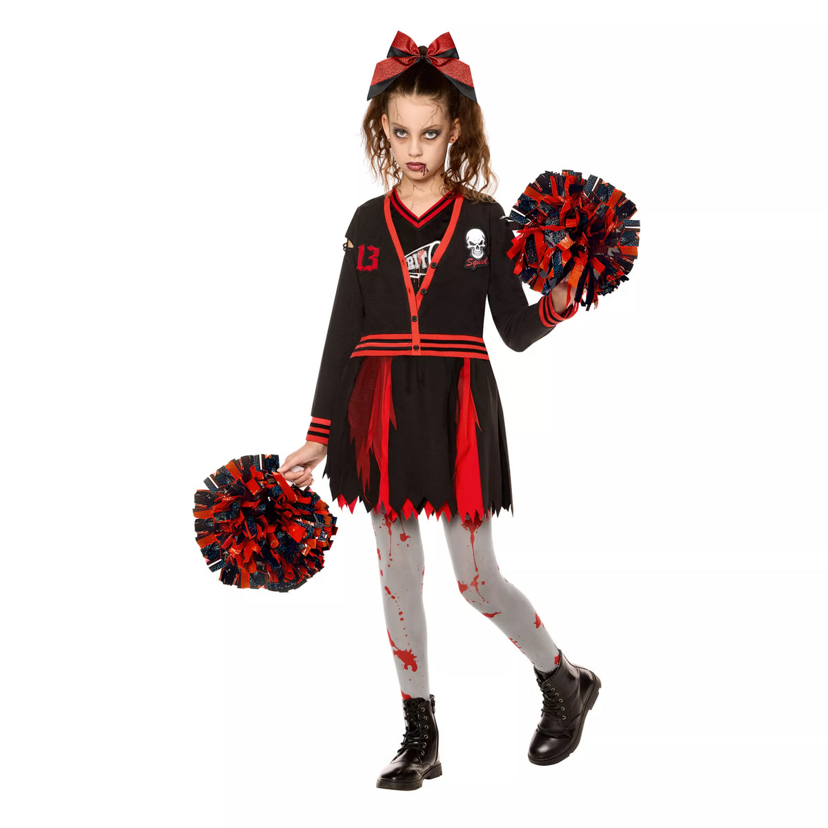 Disfraz de porrista universitaria del terror para niña - imagen 1