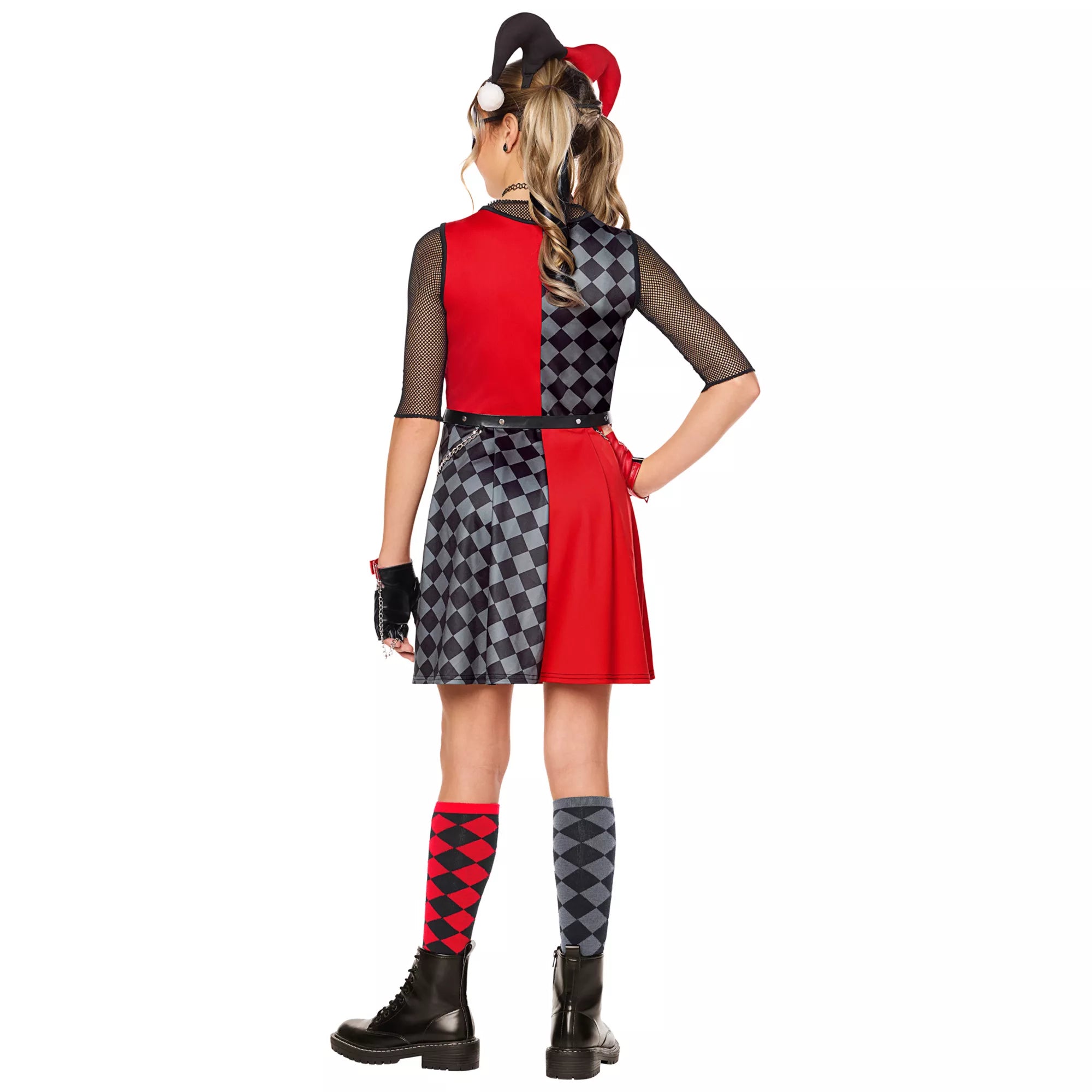 Disfraz con vestido a cuadros de Harley Quinn para niña – DC Villains - imagen 2