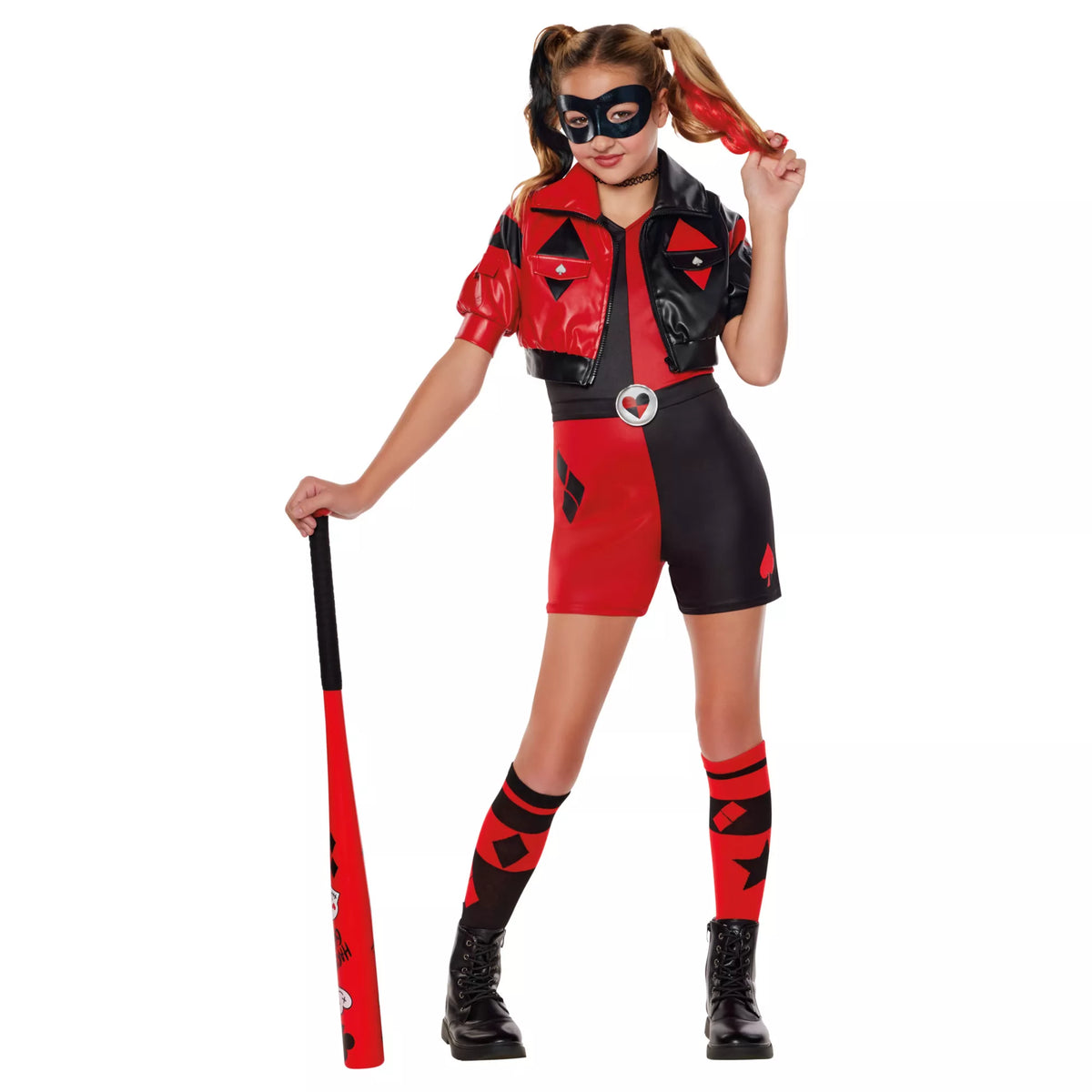 Disfraz con enterizo negro y rojo de Harley Quinn para niña – DC Villains - imagen 1