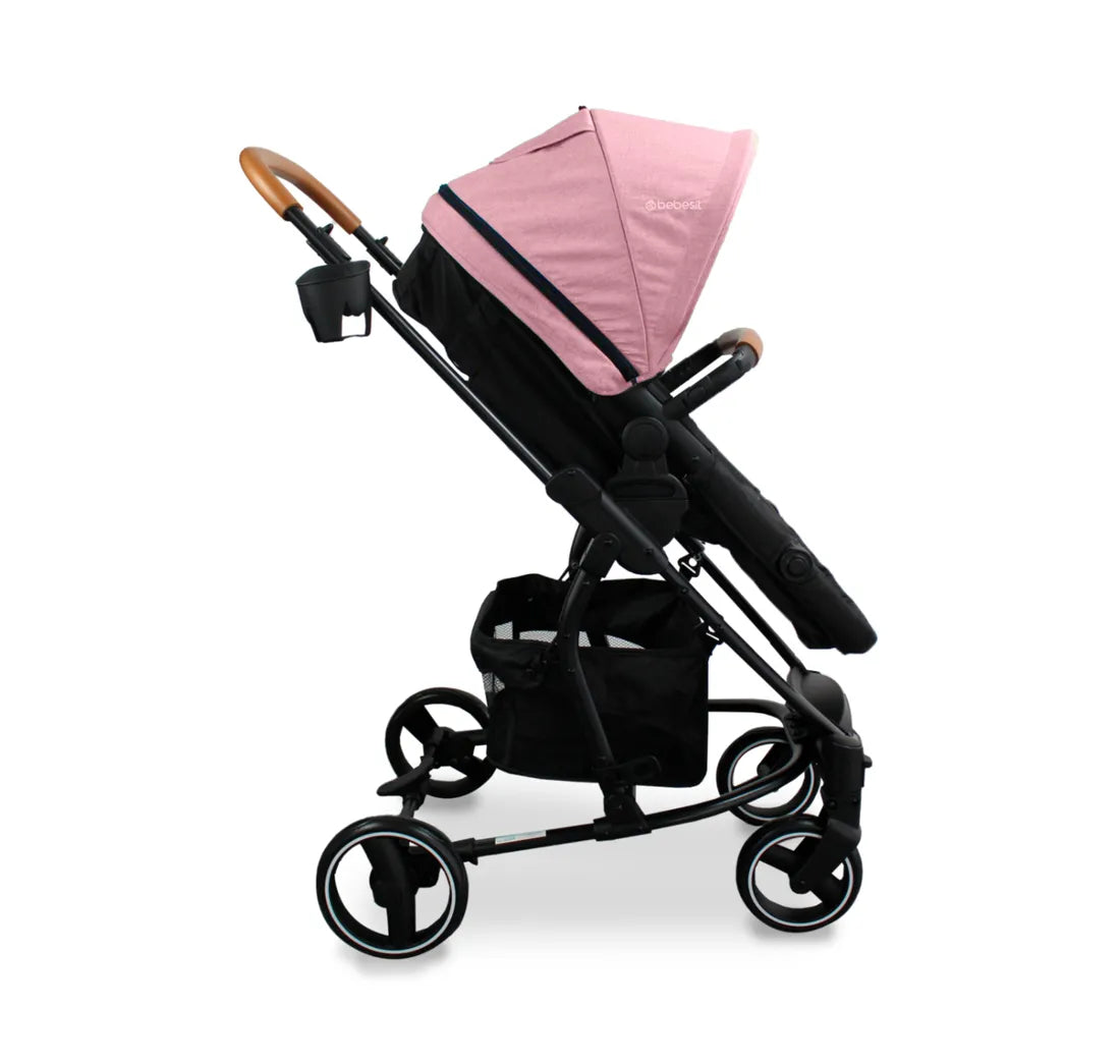 Coche Tipo Moisés Prima Rosado - Bebesit