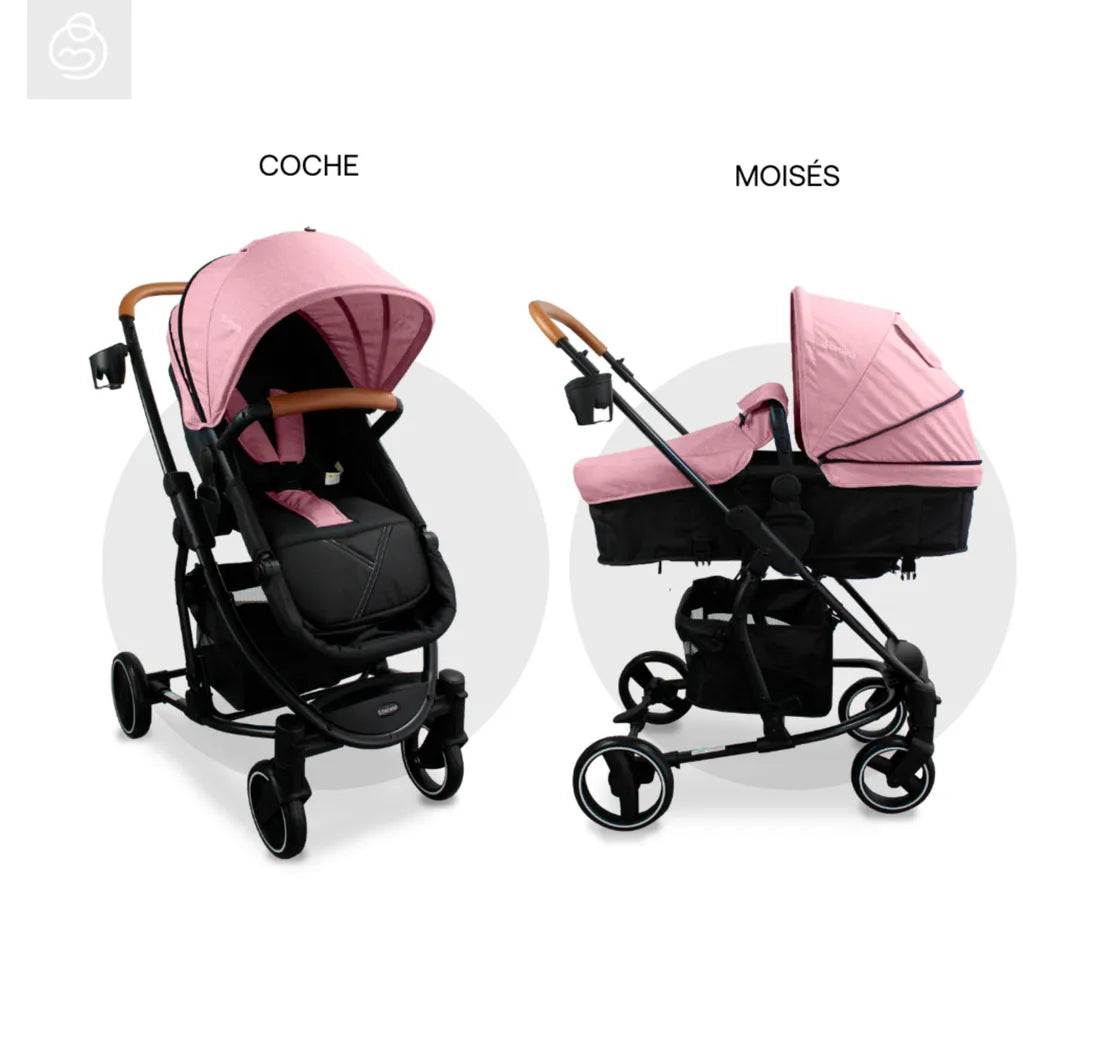 Coche Tipo Moisés Prima Rosado - Bebesit