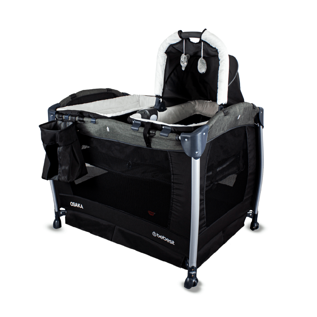Cuna Corral para Bebé Pack N Play Osaka con Moisés Negro - Bebesit