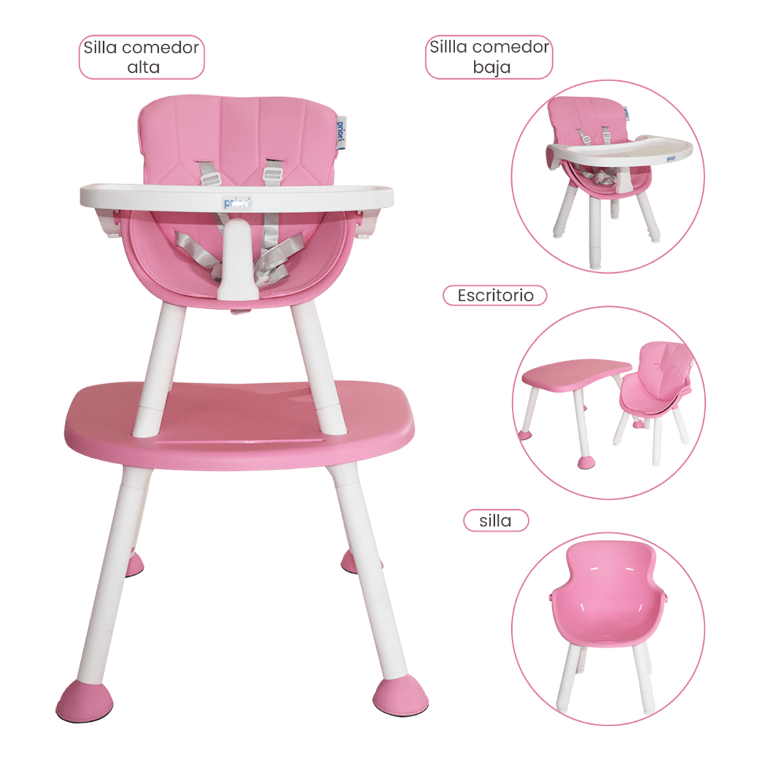 Silla Comedor para Bebé Tango Escritorio Rosa - Priori