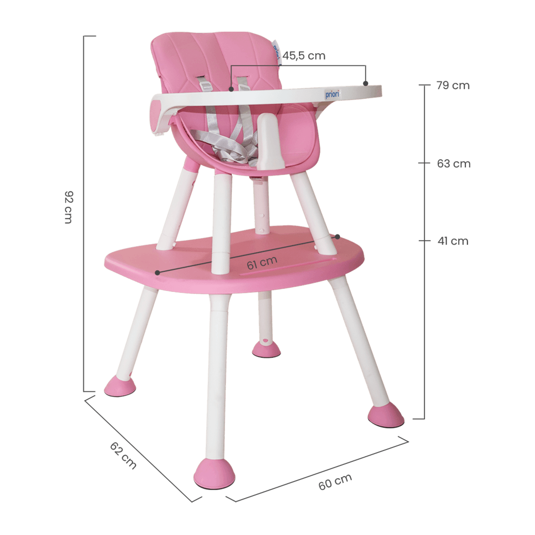 Silla Comedor para Bebé Tango Escritorio Rosa - Priori