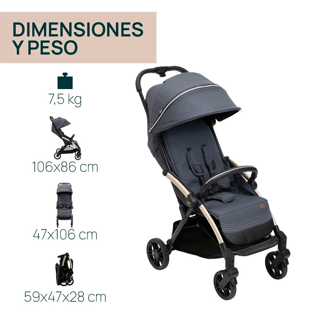 Coche para Bebé Goody Xplus Stroller Dark Shadow - Chicco