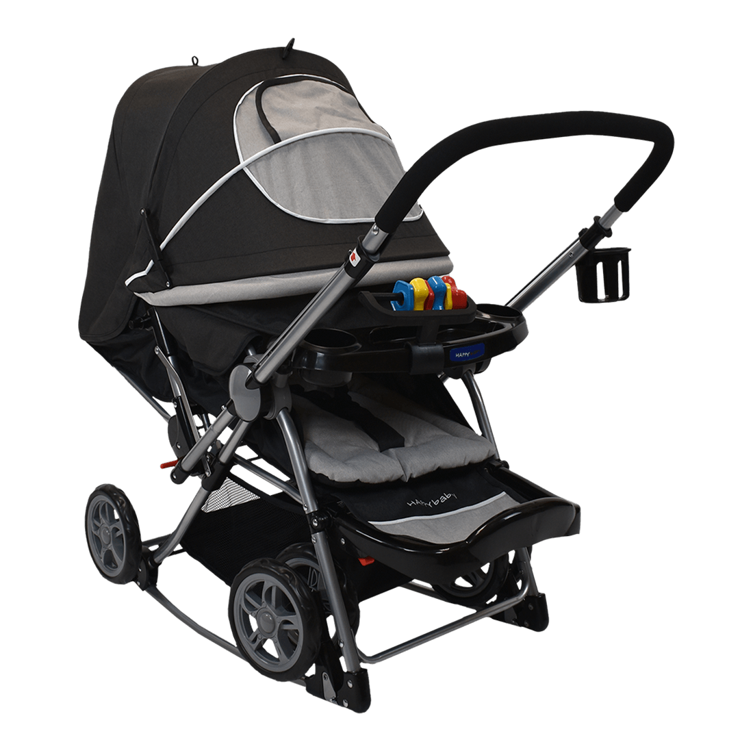 Coche Mecedora para Bebé Reversible Logan Gris - Happy Baby