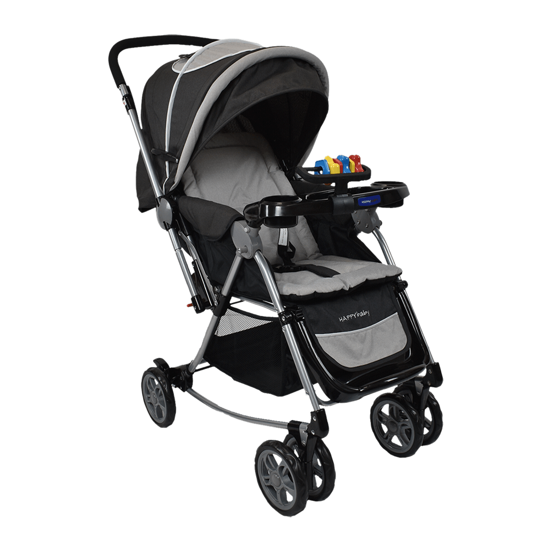 Coche Mecedora para Bebé Reversible Logan Gris - Happy Baby
