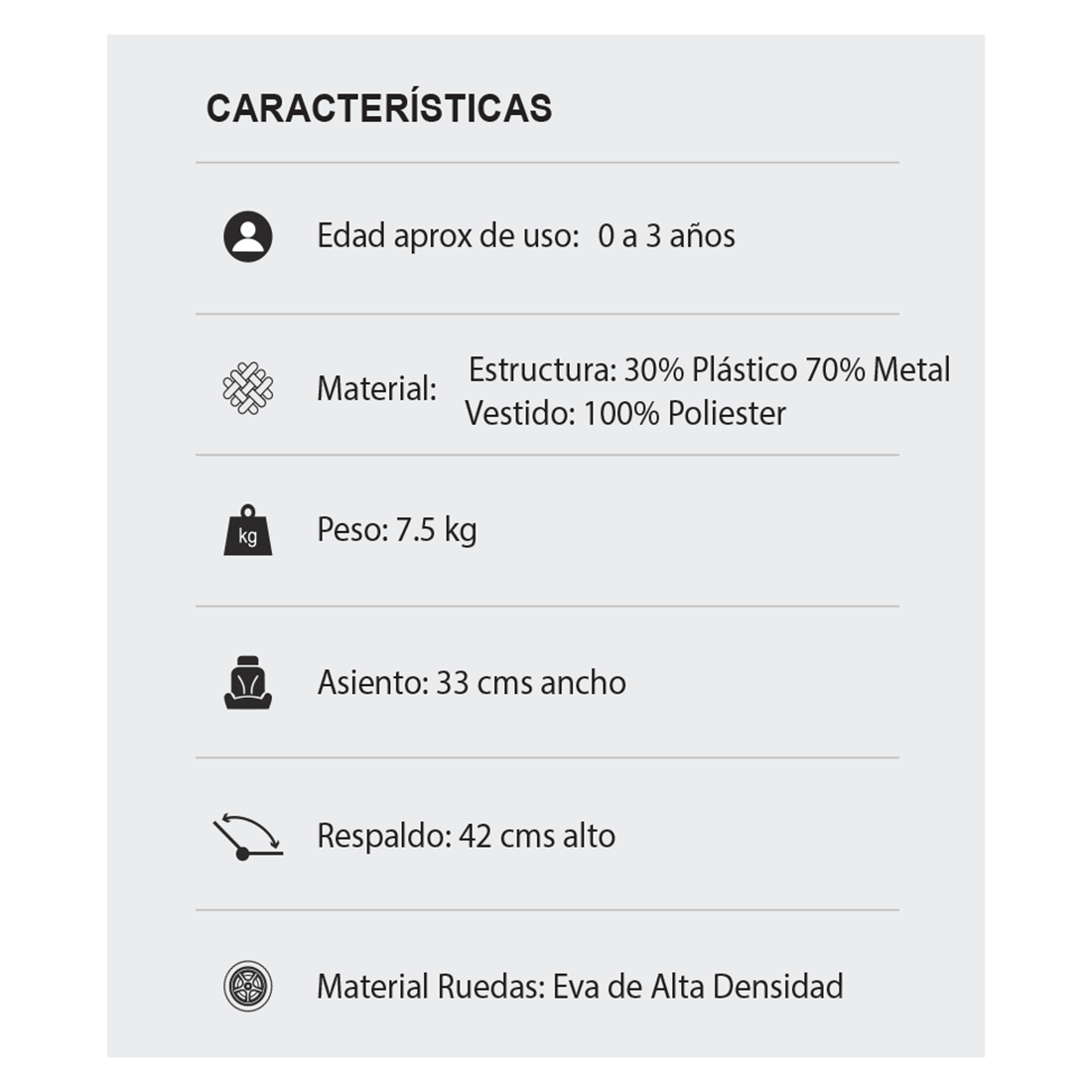 Coche Mecedora para Bebé Reversible Logan Gris - Happy Baby