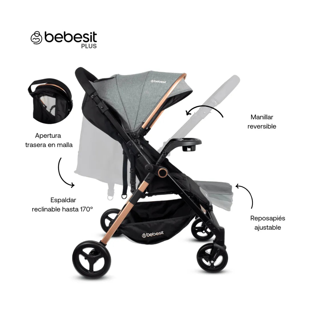 Coche para Bebé Reversible City Gris - Bebesit