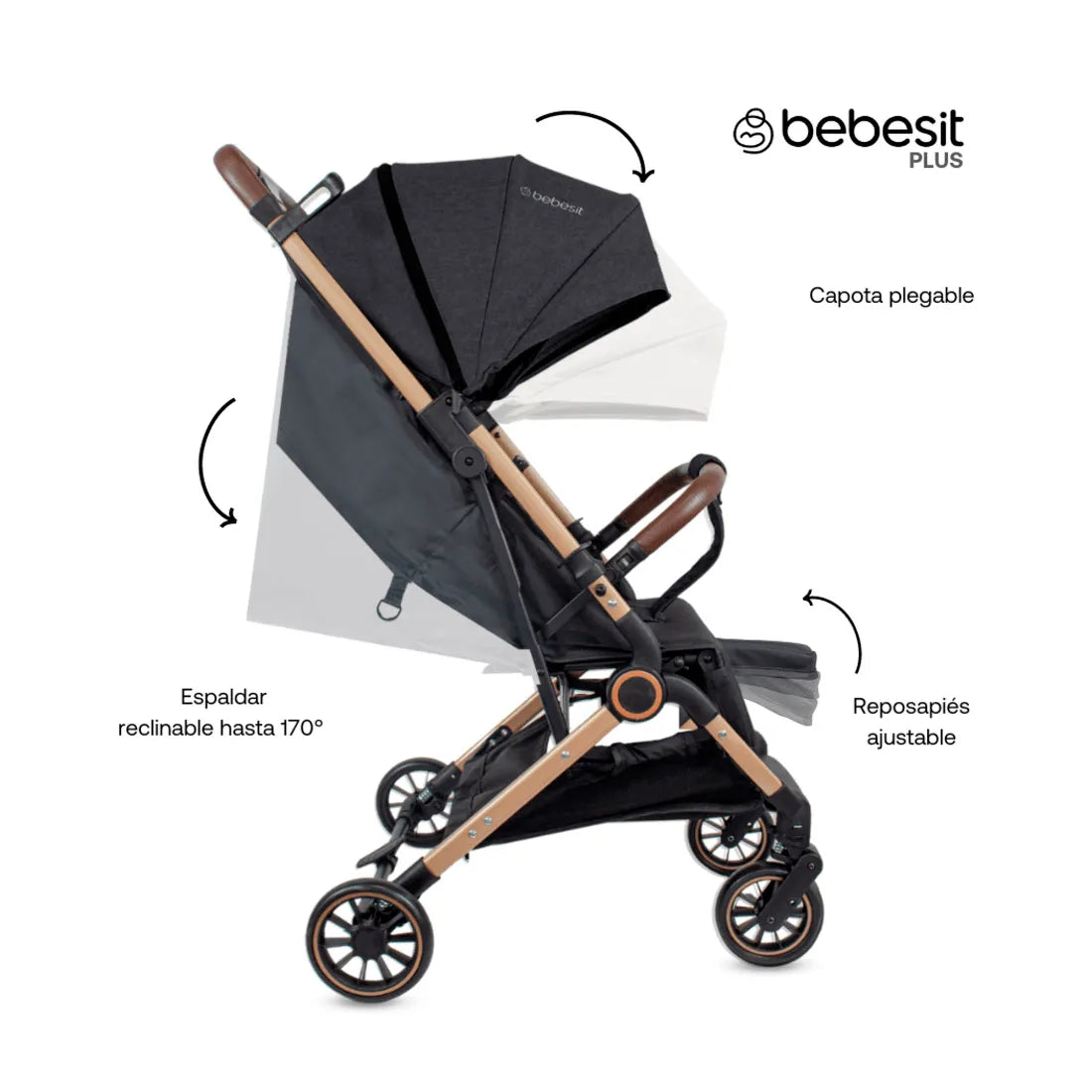 Coche para Bebé Compacto Micro Negro - Bebesit