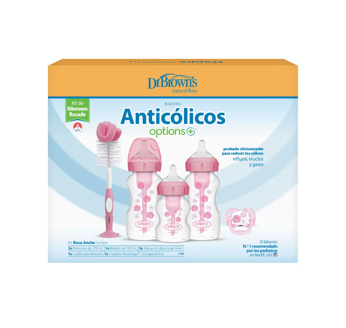 Teteros Cepillo Y Chupo Set De Regalo Recien Nacidos - Rosado - Dr Brown's