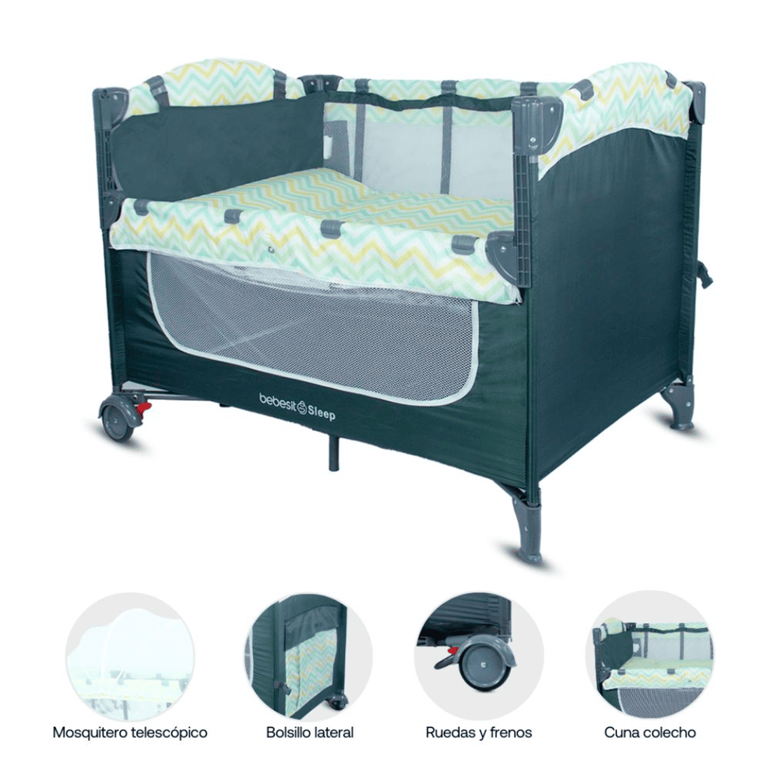 Corral Cuna Baby Colecho Azul - Bebesit