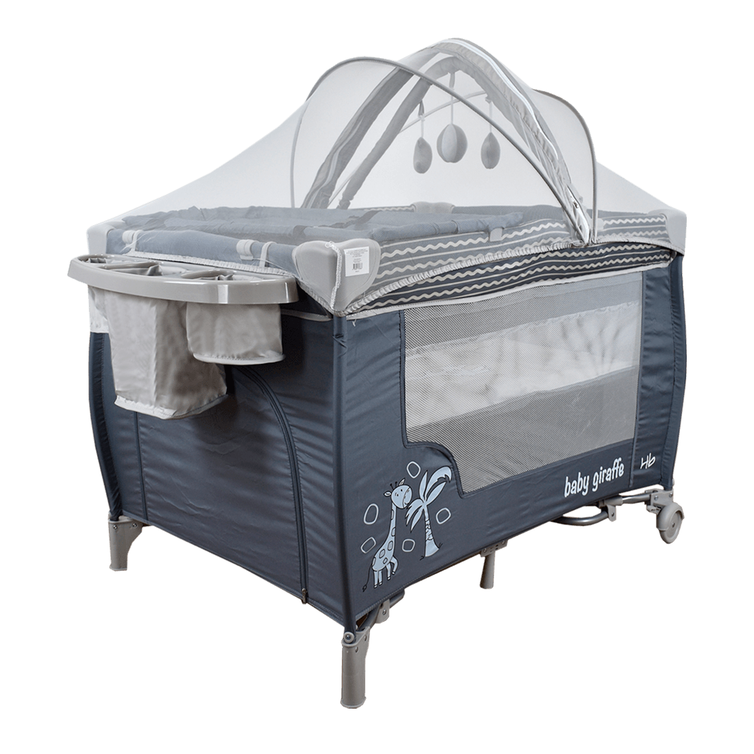 Corral Cuna Mecedora 3 en 1 Miami Gris - Happy Baby