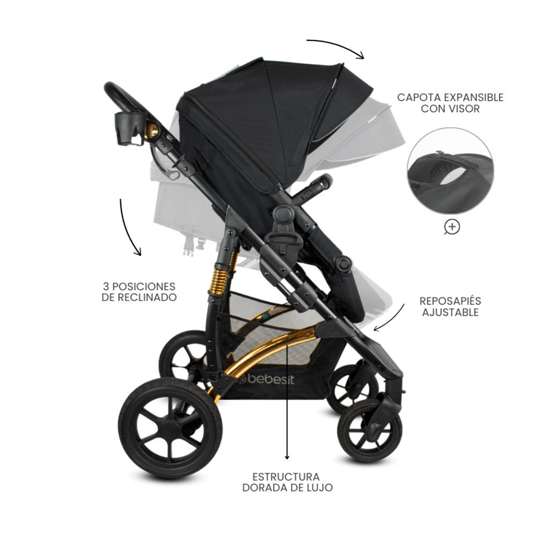 Coche de Bebé Spring Gold Black - Bebesit