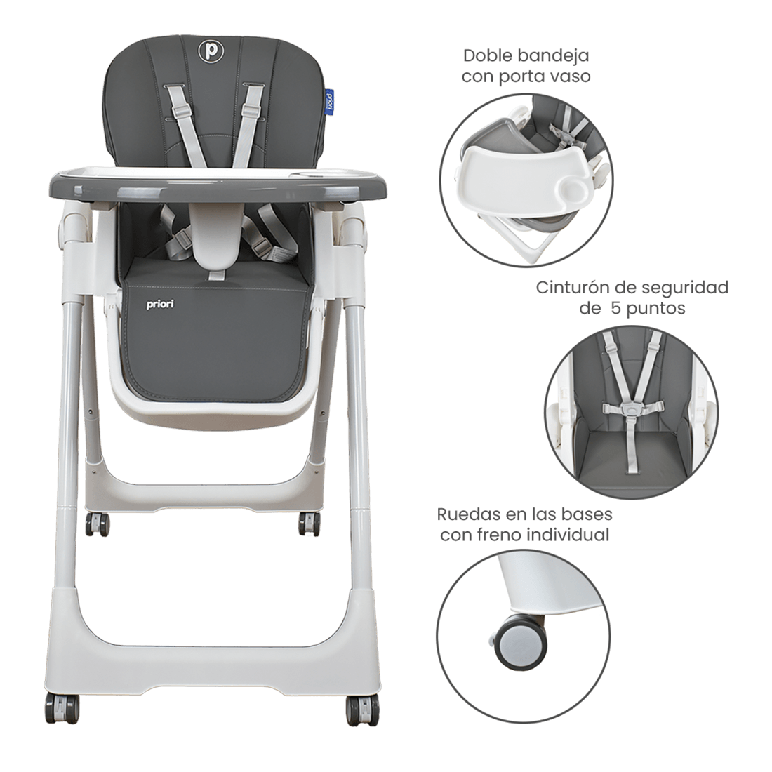 Silla Comedor para Bebé Posiciones Galaxy Gris - Priori