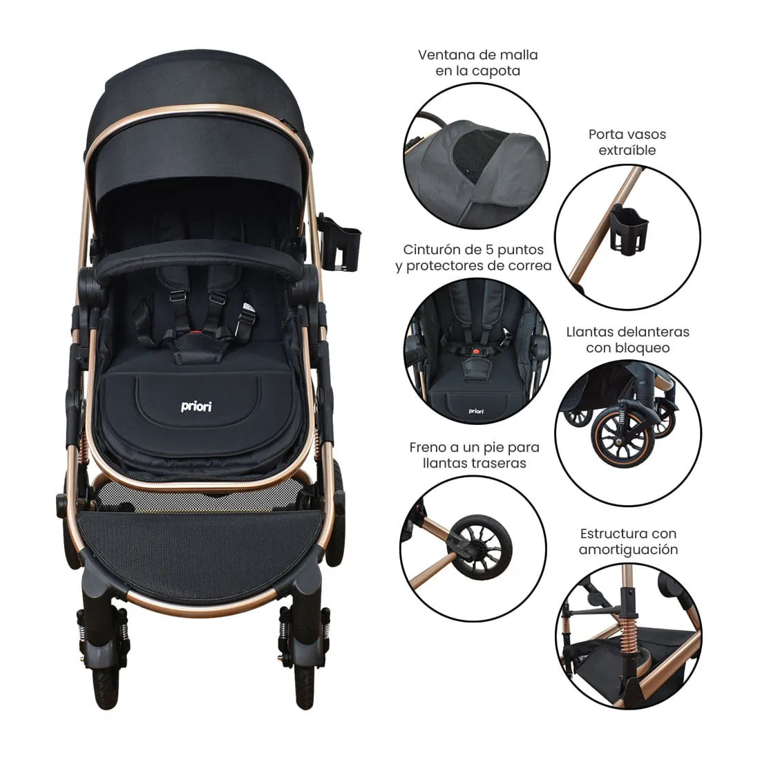Coche para Bebé Travel System Moisés Cris Negro - Priori