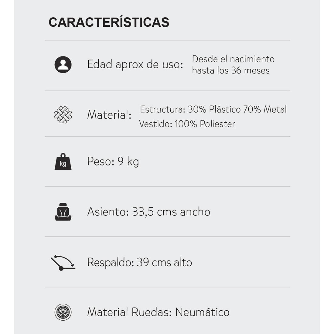 Coche Moisés para Bebé Compacto Mily Negro - Priori