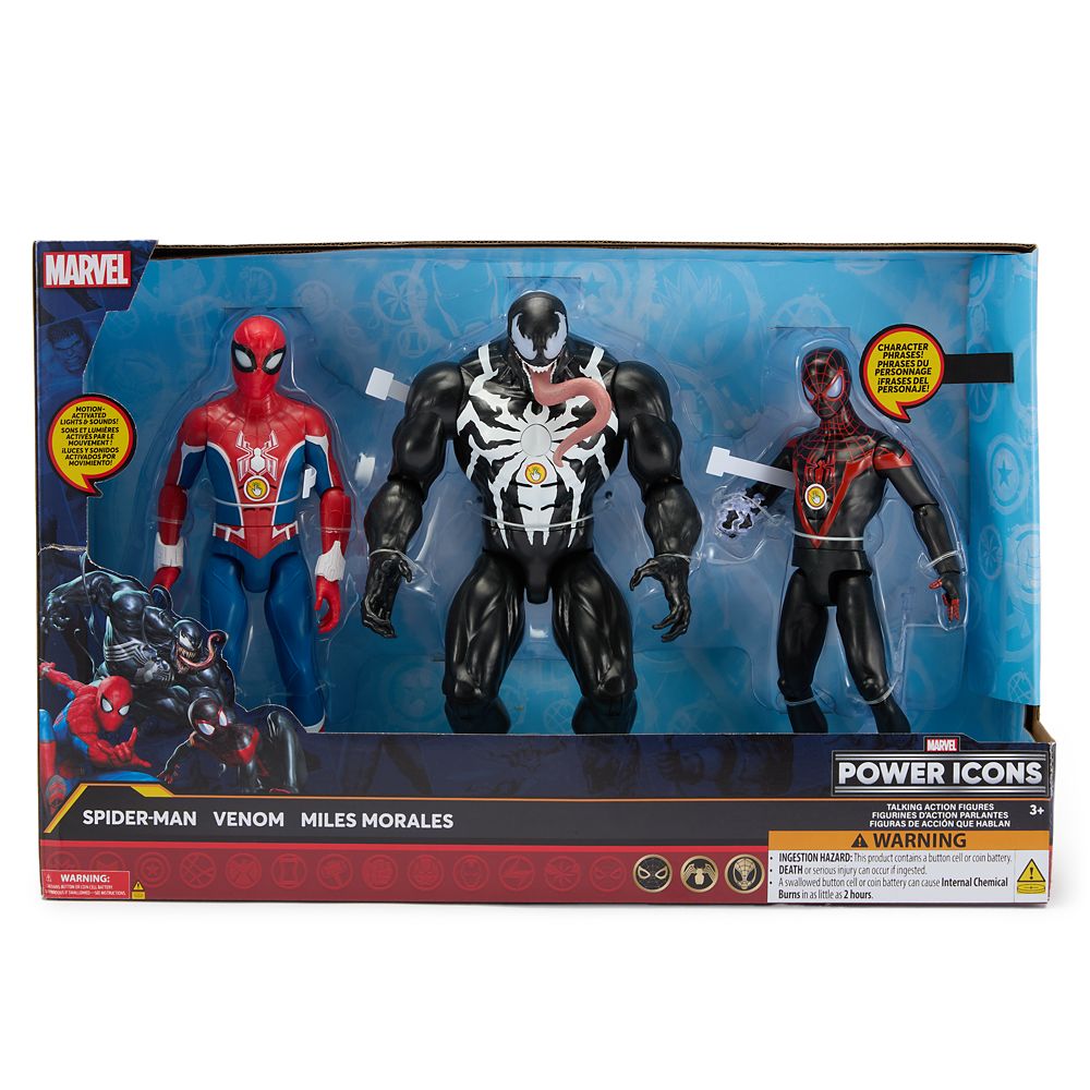 Set de Figuras de Acción Parlantes de Spider-Man, Venom y Miles Morales – Marvel Power Icons