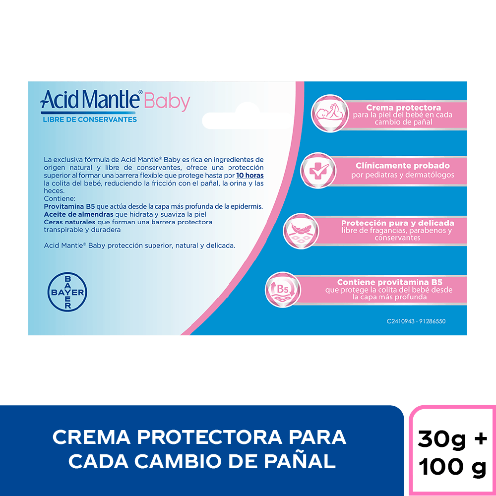 Crema Acid Mantle Baby Antipañalitis caja 130 g