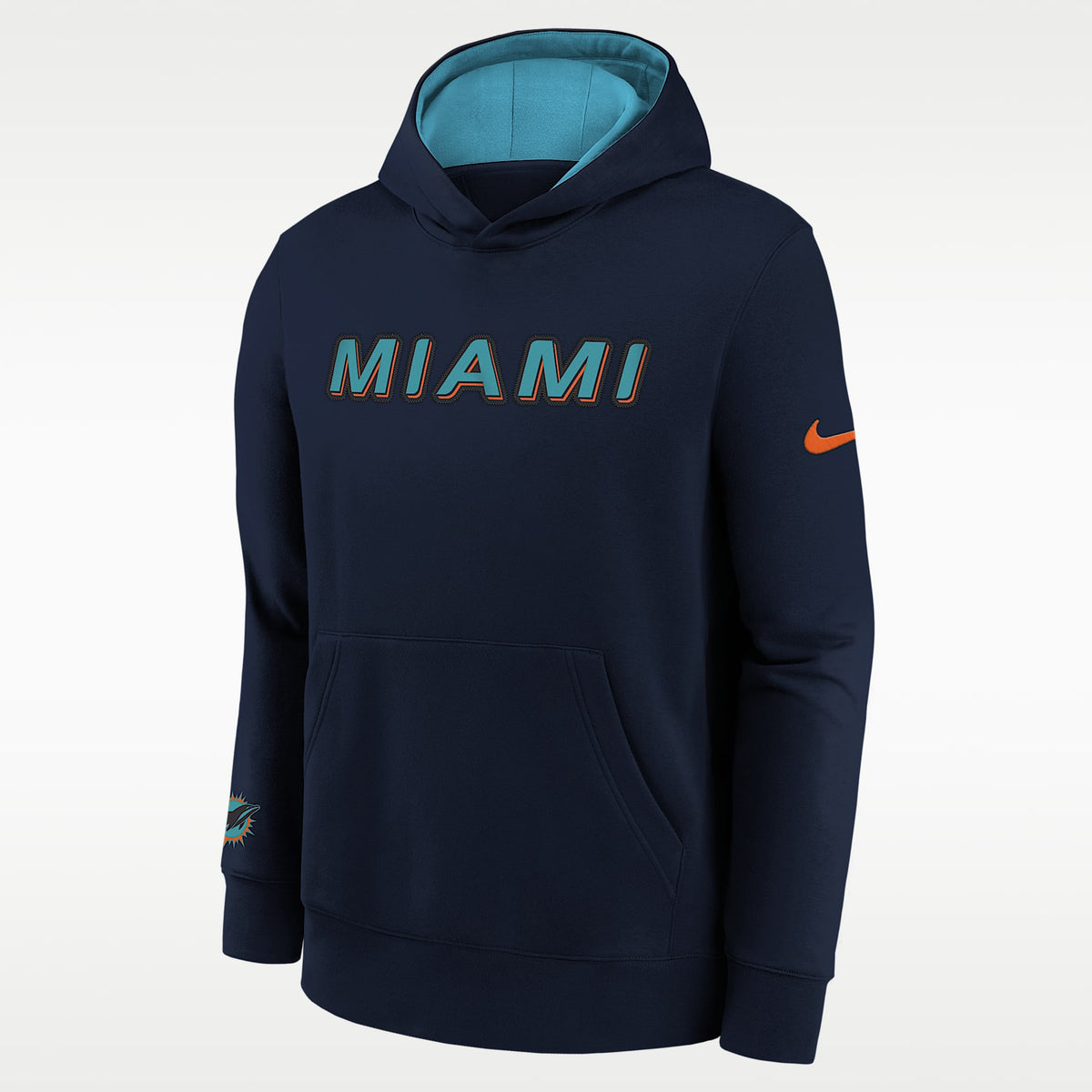 Sudadera con gorro sin cierre Nike de la NFL para niños talla grande Miami Dolphins Rivalry Club – Azul marino – vista 1