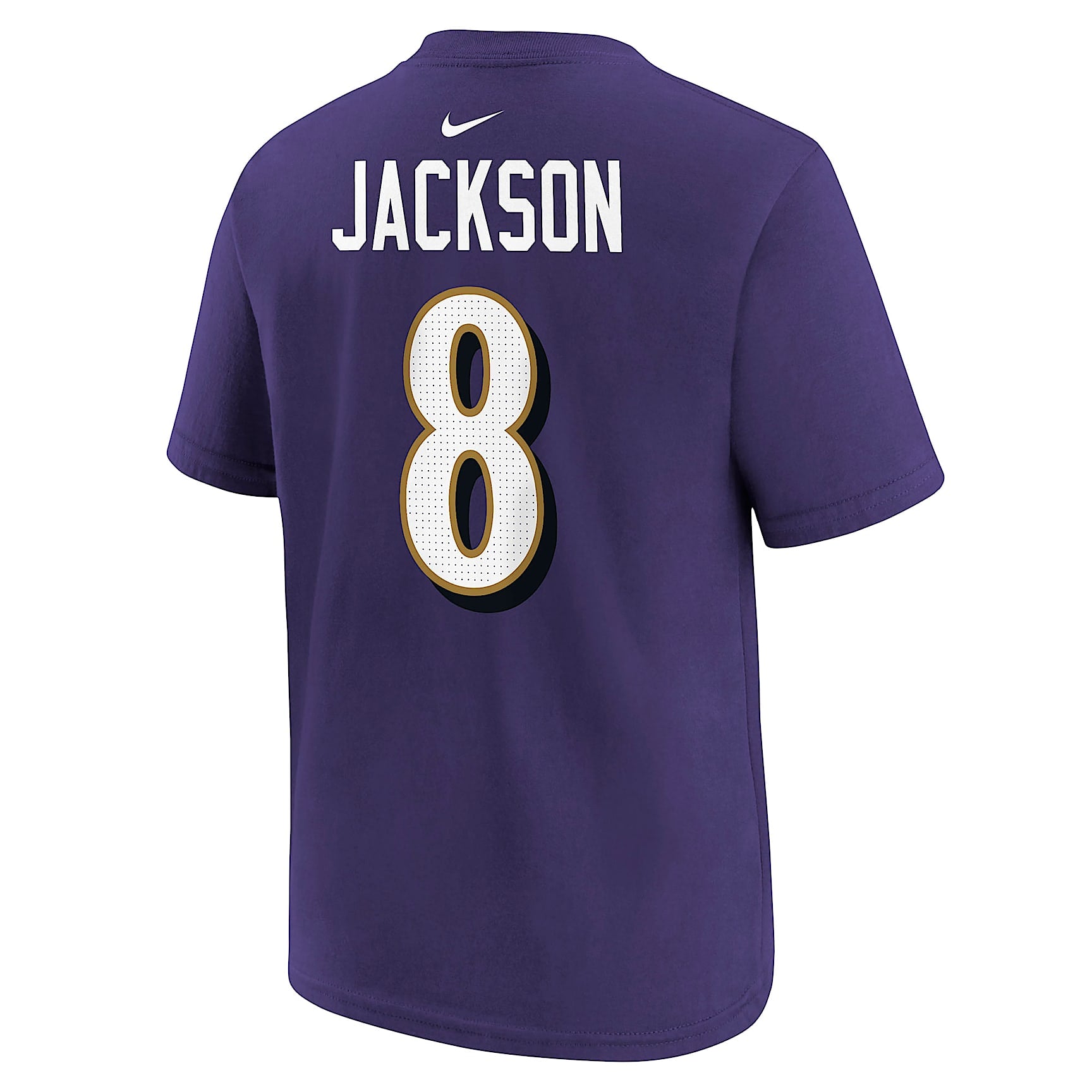 Playera de manga corta para niños talla grande Lamar Jackson Baltimore Ravens – Morado – vista 2