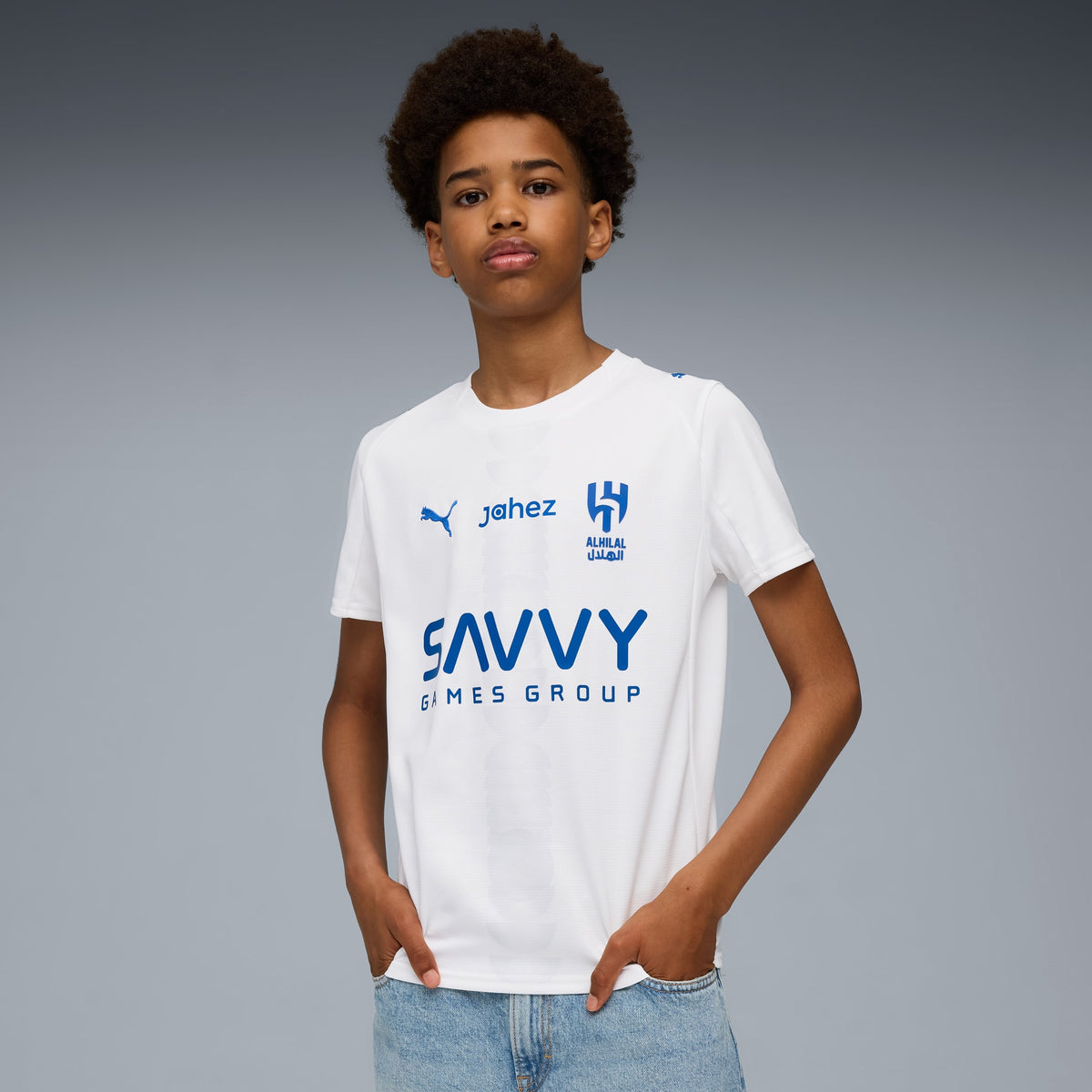 Jersey de futbol visitante réplica del Al-Hilal SFC 25/26 para niños grandes – PUMA White-Blue Intense – vista 1