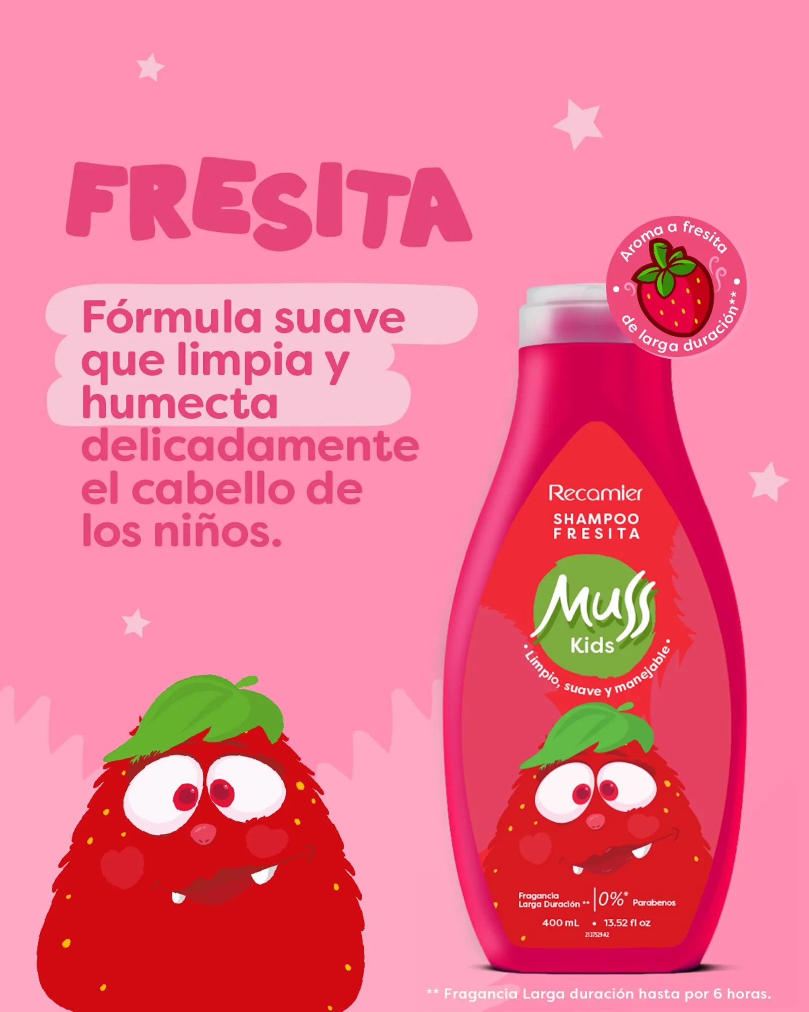 Shampoo Fresita Edición Especial Muss Kids 400 mL