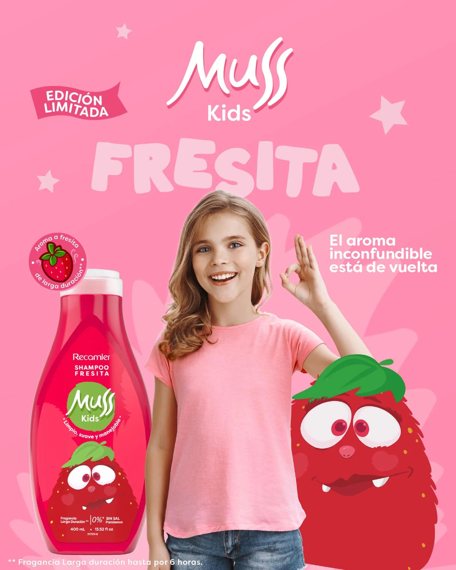 Shampoo Fresita Edición Especial Muss Kids 400 mL