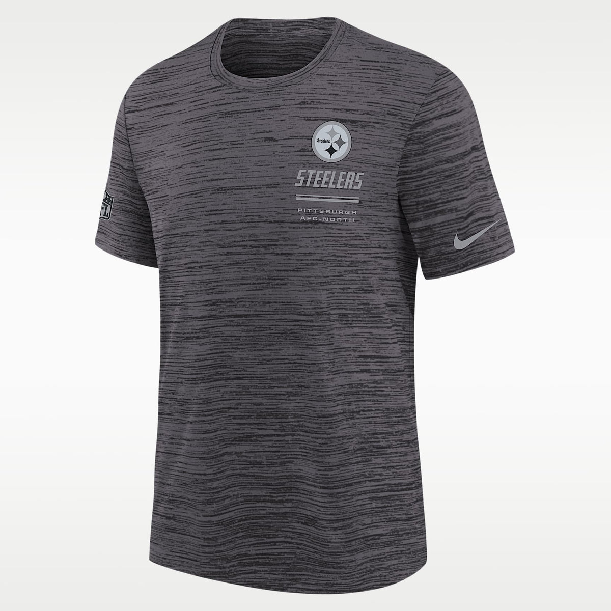 Playera Nike Dri-FIT de la NFL para niños talla grande Pittsburgh Steelers Sideline Team Issue Velocity – Negro – vista 1