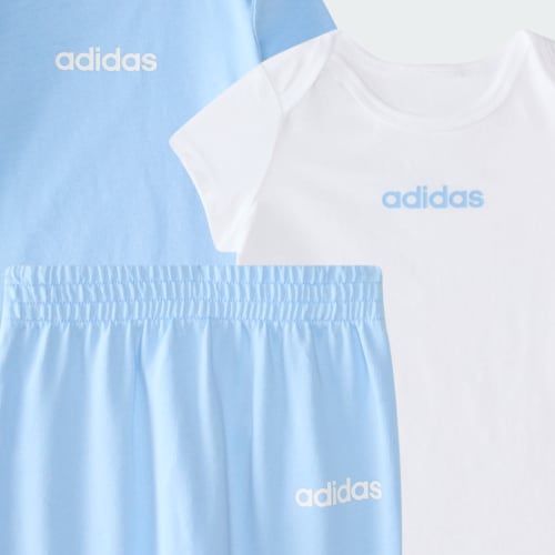 Conjunto adidas 3-Piece Linear Logo Bodyshirt & Pant para Bebés y Niños Pequeños