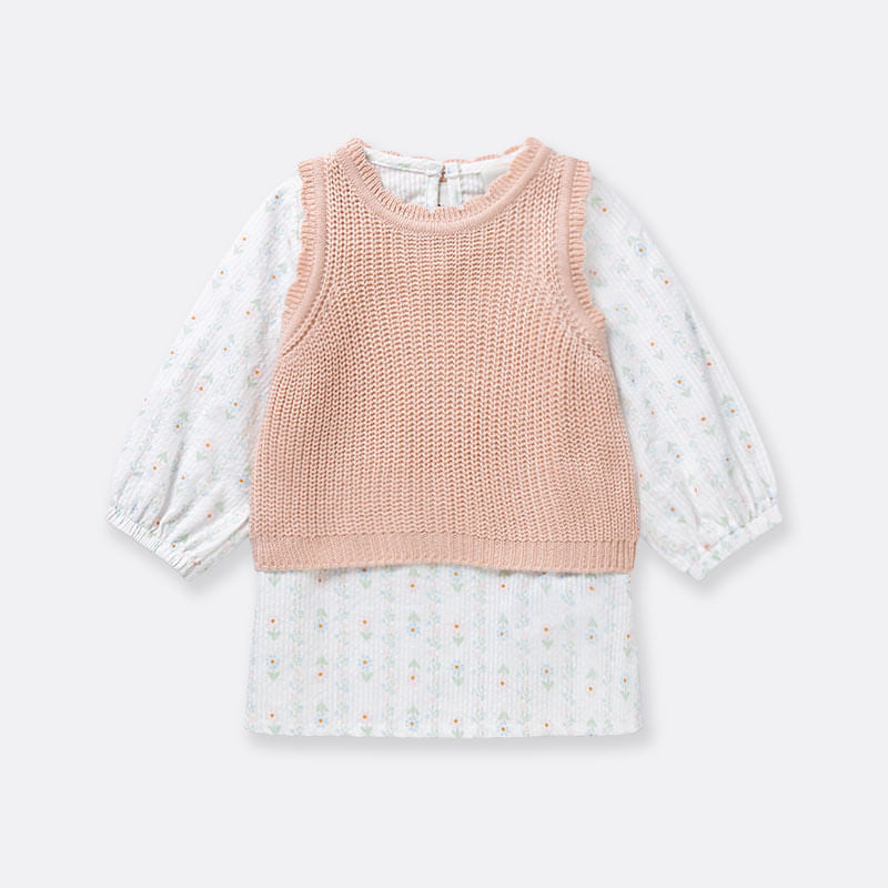 Conjunto de vestido y chaleco para bebé niña