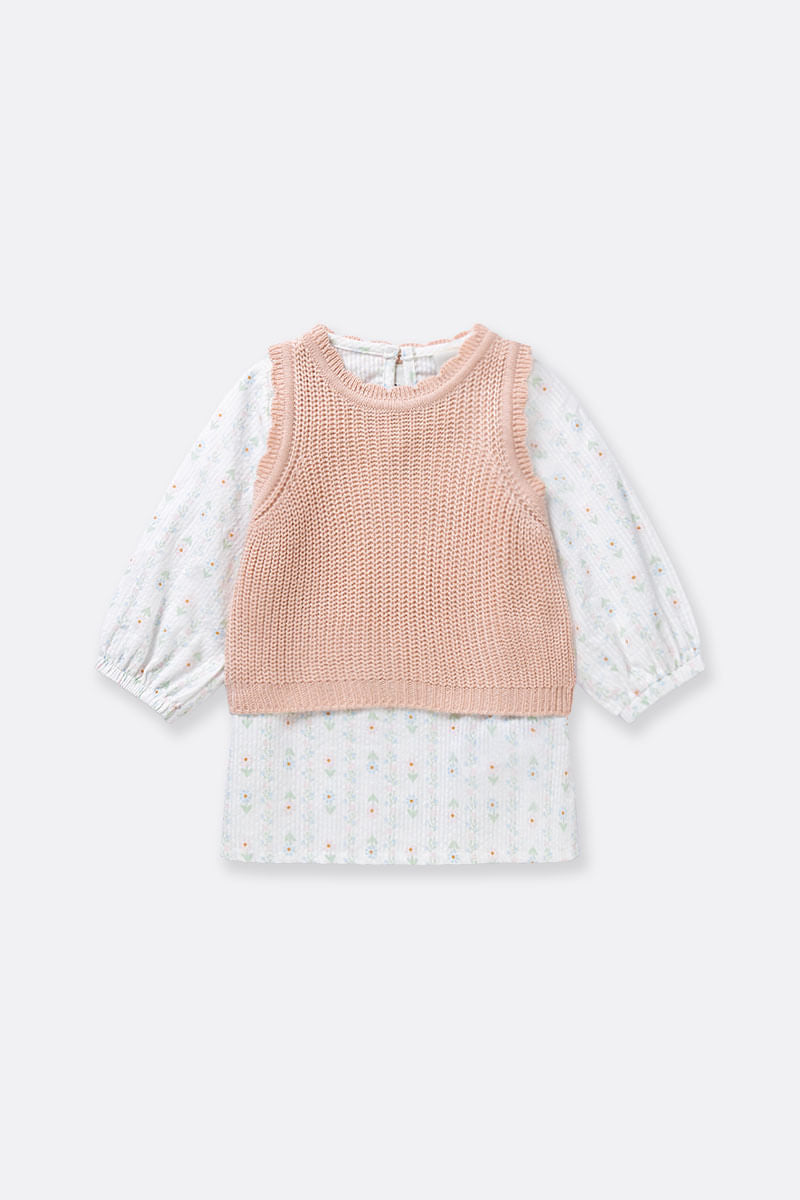 Conjunto de vestido y chaleco para bebé niña