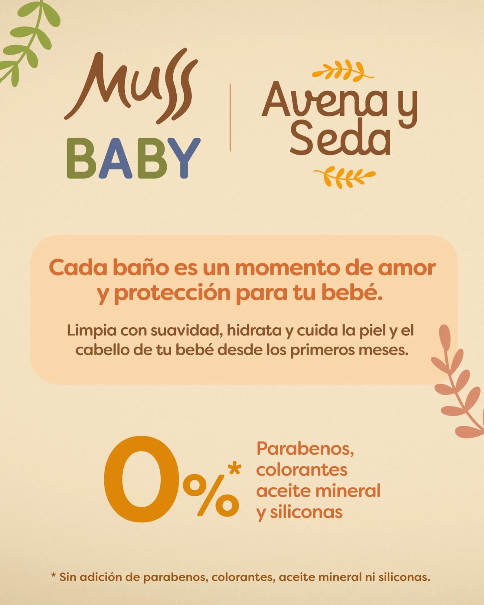 Shampoo Avena y Seda Muss Baby 400 mL