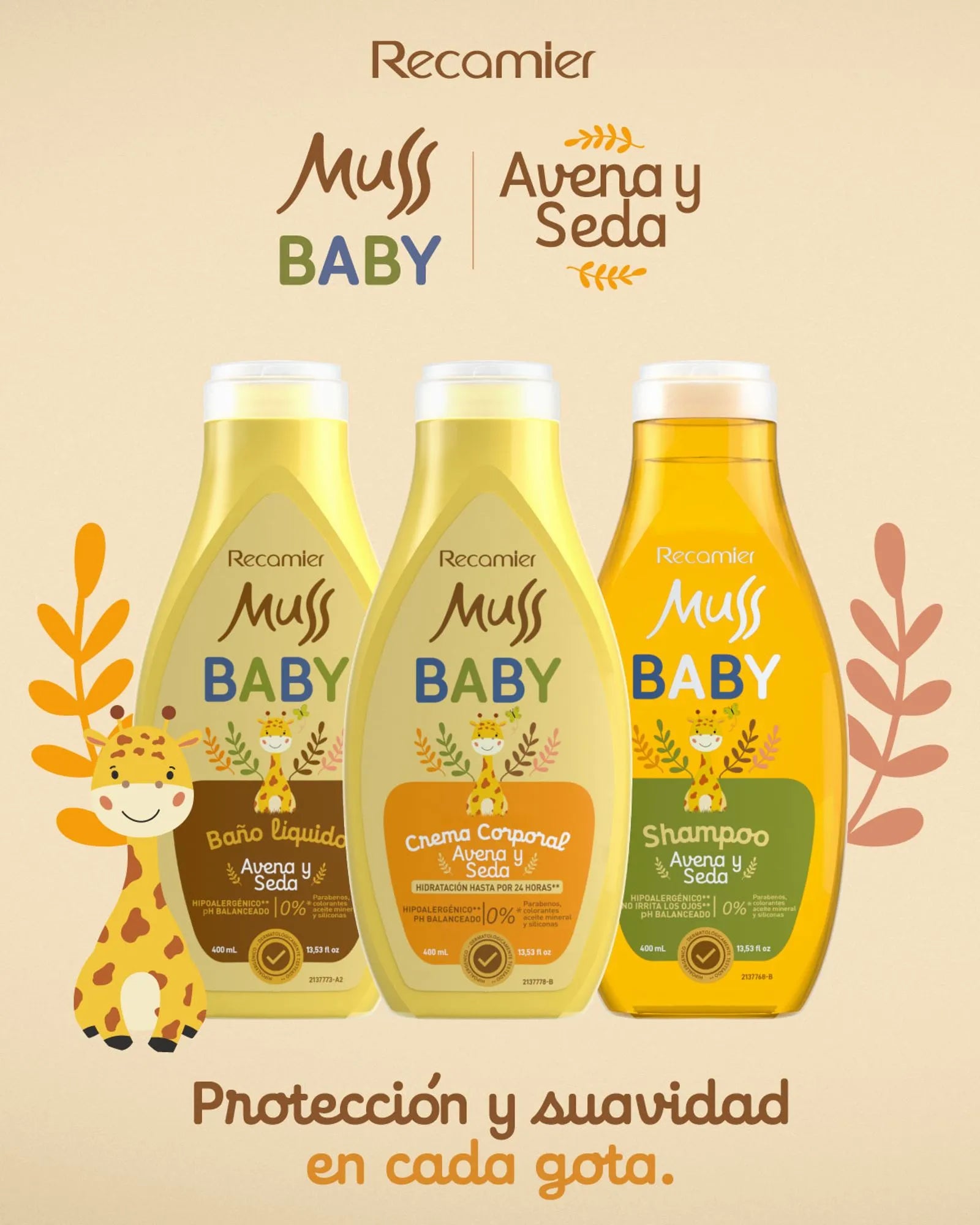 Crema corporal avena y seda Muss Baby 400 mL