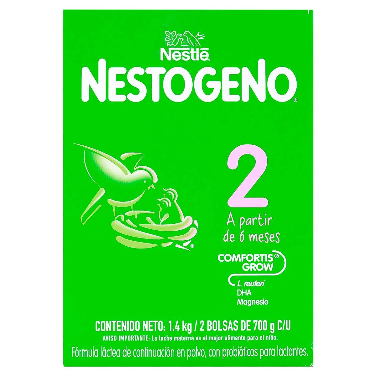 Fórmula Láctea Nestogeno 2 Nestlé 6 Meses Comfortis Grow Polvo Caja X 1.4 Kg.