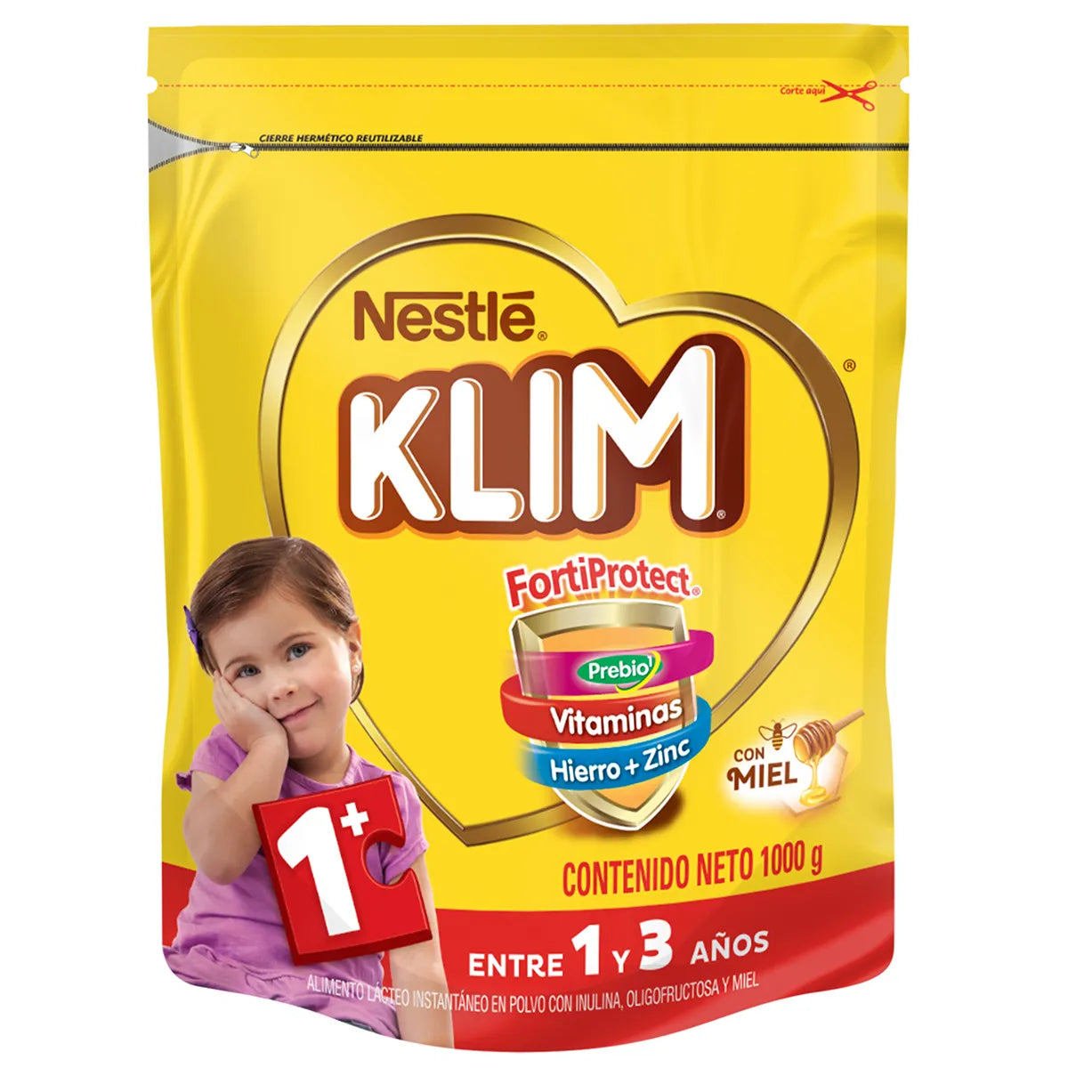 Leche Instantánea Klim 1+ Advance Protectus Fórmula DHA con Miel Paquete x 1000 g