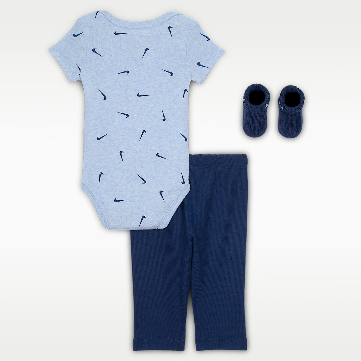 Conjunto de tres piezas de body y pants tipo waffle para bebé Nike (0 a 9 meses) – Azul marino medianoche – vista 2