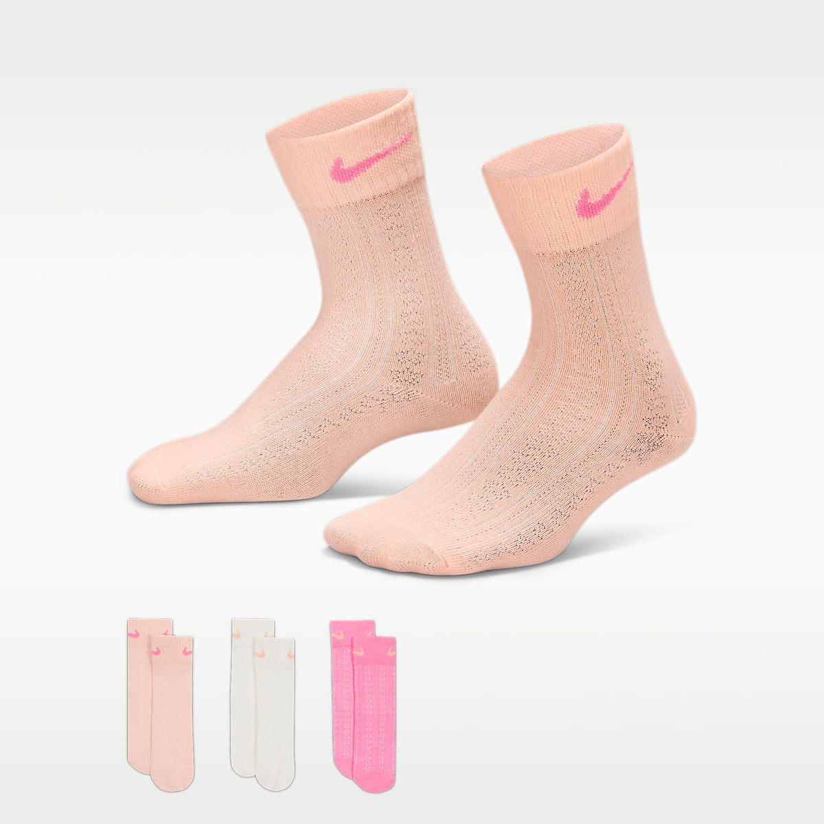 Calcetines Easy Breezy Pointelle para niños (3 pares) Nike – Naranja ártico – vista 1