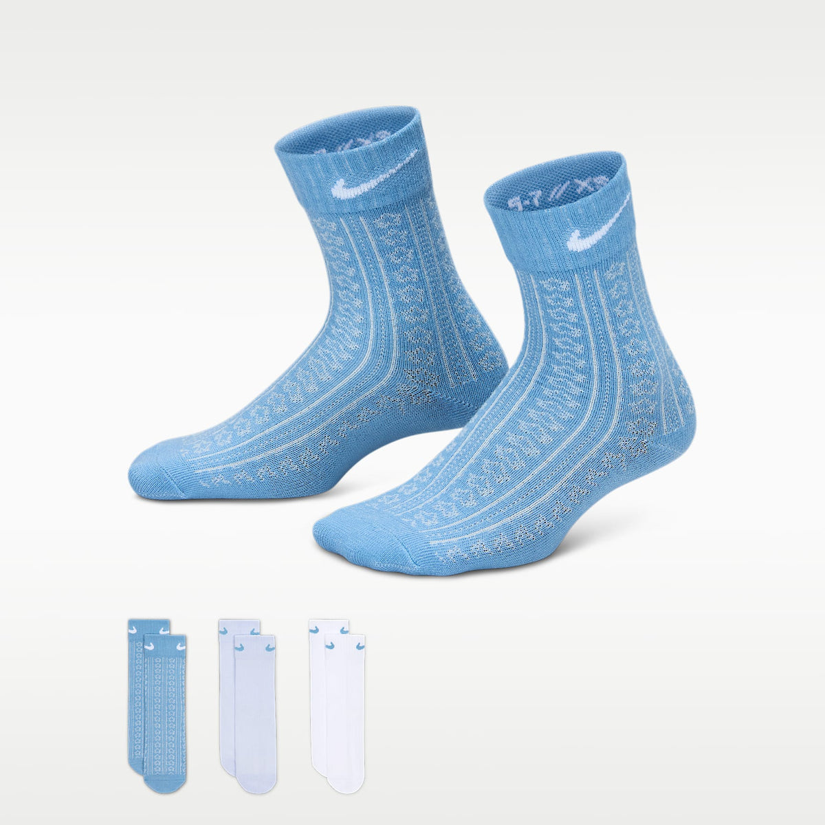 Calcetines Easy Breezy Pointelle para niños (3 pares) Nike – Azul de trabajo – vista 1