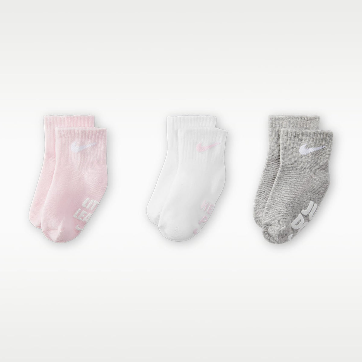 Calcetines para bebé Nike Verbiage Gripper Socks (3 pares) – Espuma rosa – vista 1