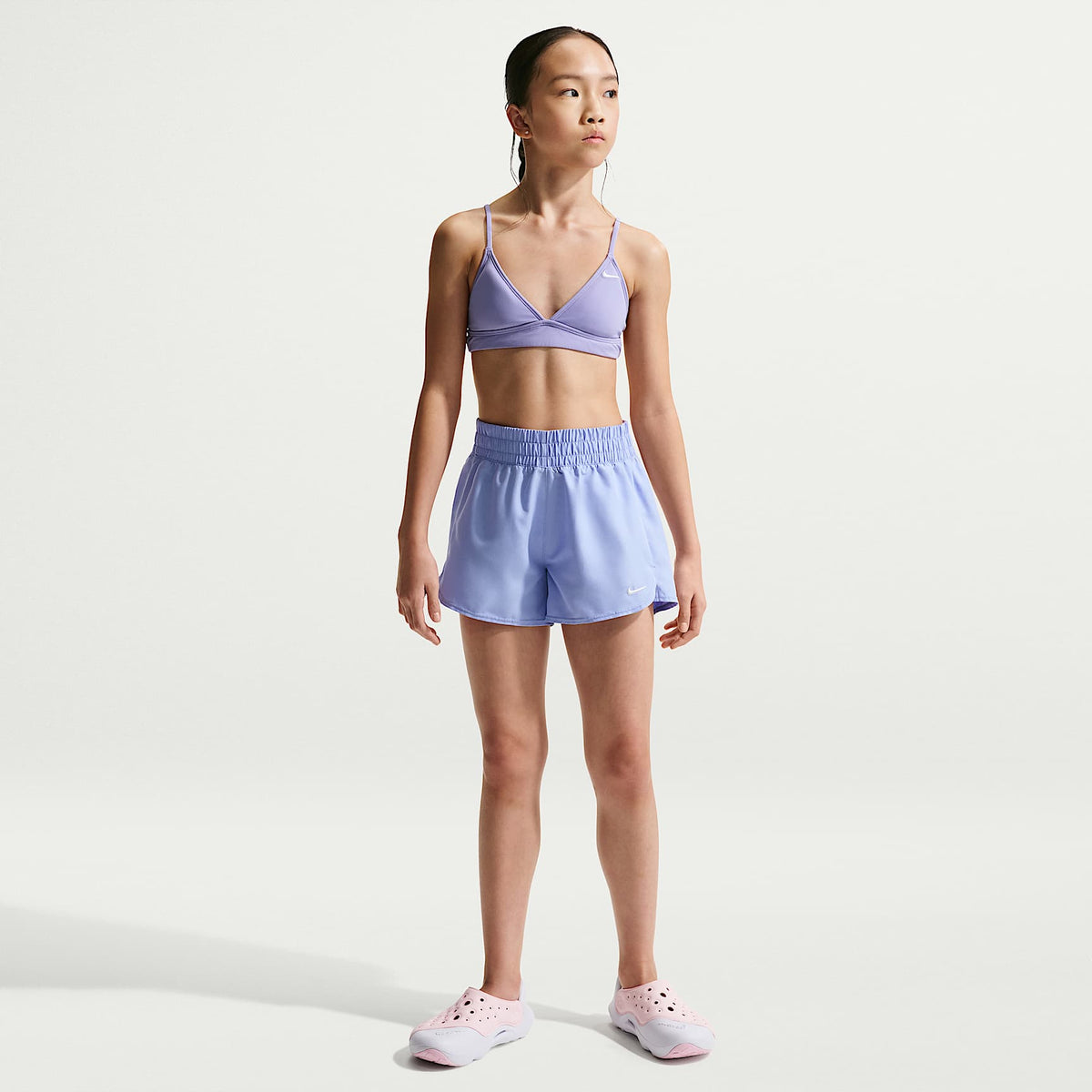 Shorts de playa o alberca de 8 cm (para niña) talla grande Nike Swim Breaker – Cardo claro/Blanco – vista 1