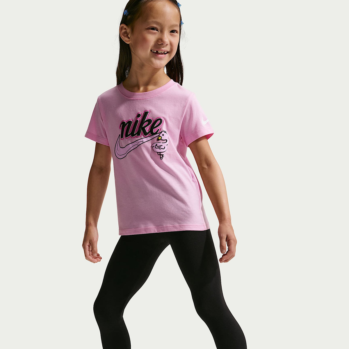 Leggings para niños talla pequeña (paquete de 3) Nike – Negro/Rosa alegre – vista 4